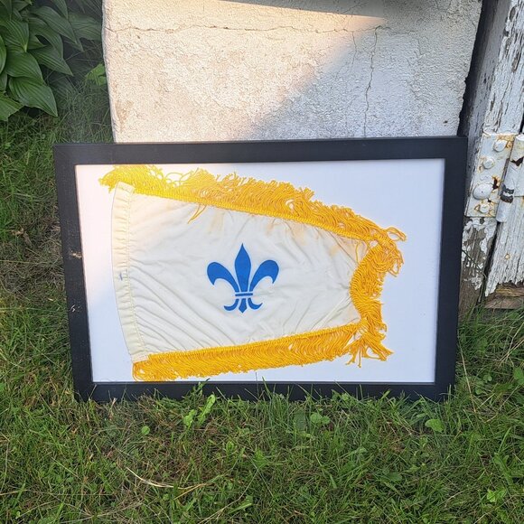 Vintage Framed Catholic Pennant Flag Papal Visit 1984 - Picture 3 of 9